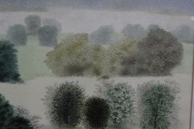 Lot 1278 - *Francis Plummer (1930-2019) watercolour - Trees, entitled 'Serried Ranks', initialled and dated '83, 28cm x 38cm, in glazed frame