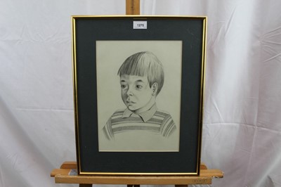 Lot 1275 - *Francis Plummer (1930-2019) pencil, pen and ink drawing - portrait of a young boy, signed and dated '67, 33cm x 24cm, in glazed gilt frame