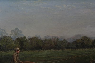 Lot 1210 - Frank Paton (1855-1909) oil on canvas - Autumn Ploughing, signed and dated 1890, 45cm x 75cm, in gilt frame  
Provenance: Burlington Paintings, London