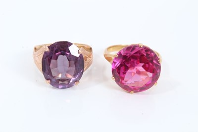 Lot 167 - Two Eastern gold gem set cocktail rings