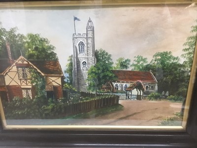 Lot 65 - William Gutteridge, pair of oils on board - South Weald Church and St Mary's Church