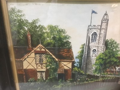 Lot 65 - William Gutteridge, pair of oils on board - South Weald Church and St Mary's Church