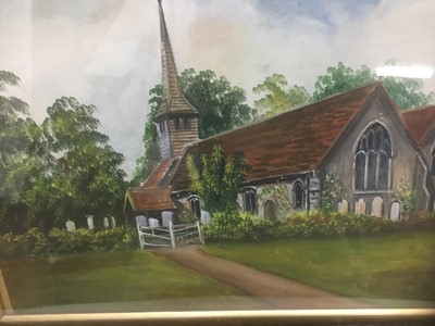 Lot 258 - William Gutteridge, pair of oils on board - South Weald Church and St Mary's Church