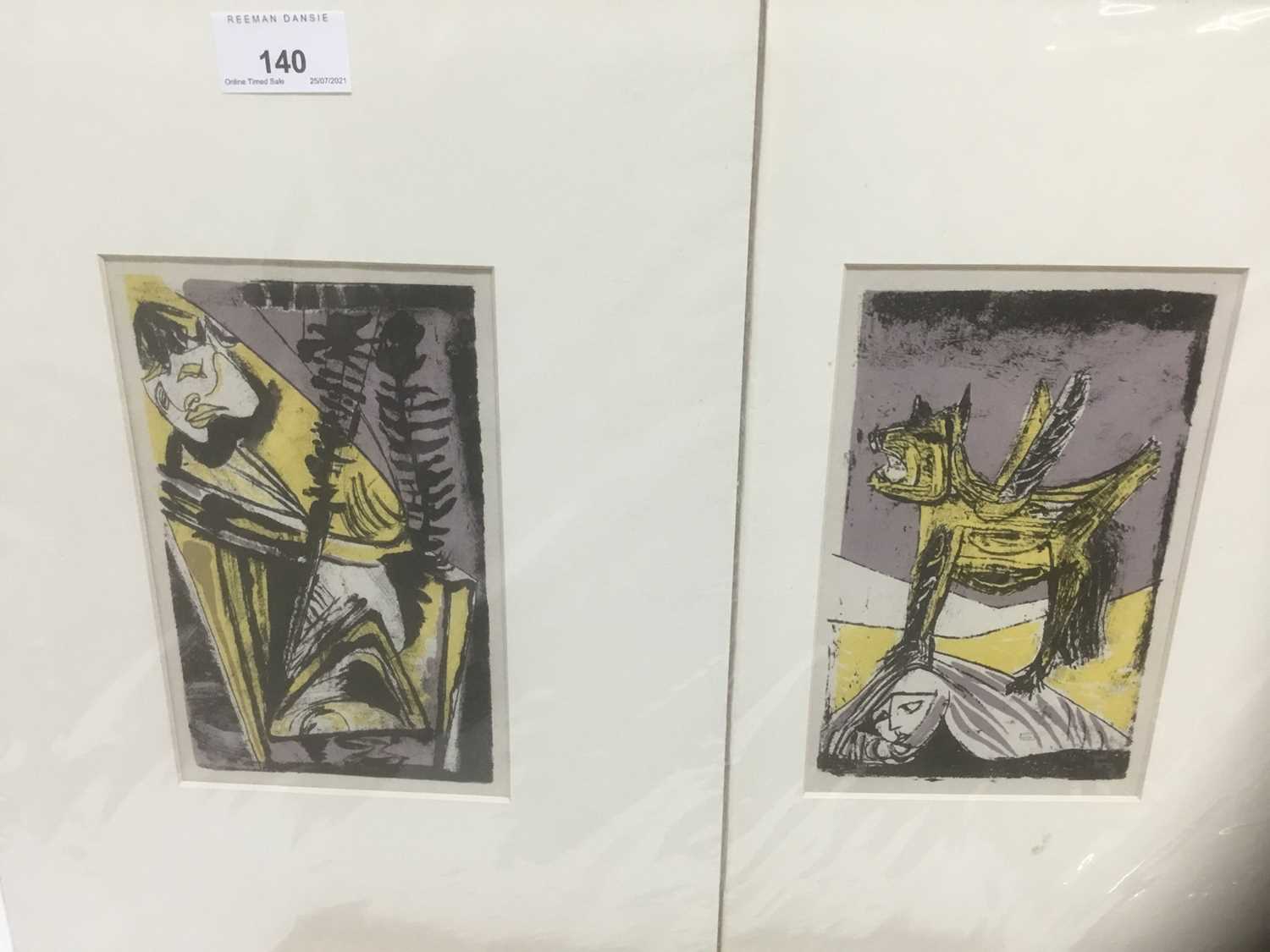 Lot 140 - Robert Colquhoun, pair of lithographs from Poems of Sleep and Dream, mounted, 19cm x 12cm