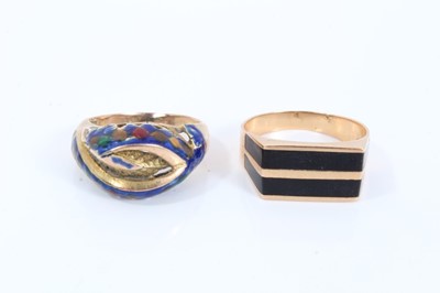 Lot 174 - Yellow metal enamelled snake ring and one other