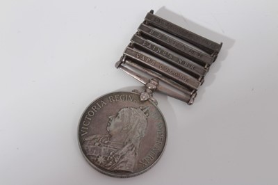 Lot 821 - Queen's South Africa medal with four clasps- Cape Colony, Laing's Nek, Belfast and South Africa 1902 named to 3054 Pte. A. Farquhar. Highland L.I.