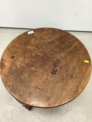 Lot 189 - Hardwood circular coffee table on cabriole legs with claw and ball feet and an oak wine table.