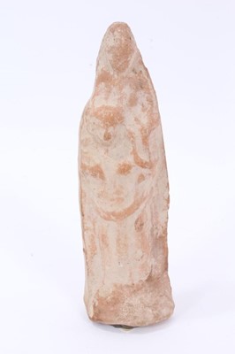Lot 815 - Two Tanagra terracotta figures together with a Tanagra head fragment