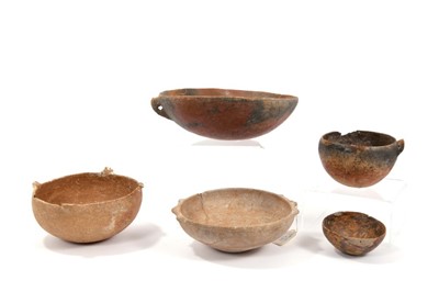 Lot 996 - Large Cypriot polished ware bowl, middle Bronze Age, together with four further ancient Cypriot bowls