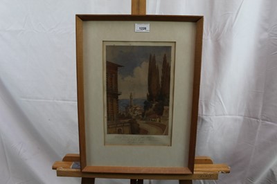 Lot 61 - English School, 19th century, watercolour - 'Palazzo Vecchio & part of the Pitti Palace from the Baboli Gardens, Florence, 1st March 1864', inscribed, 30cm x 19cm, in glazed frame