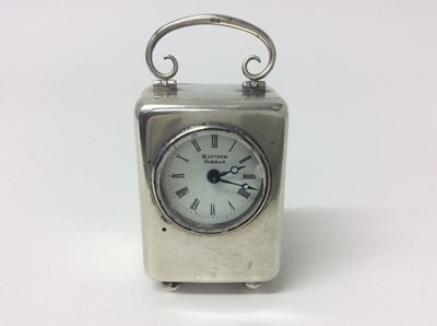 Lot 765 - Miniature silver carriage clock