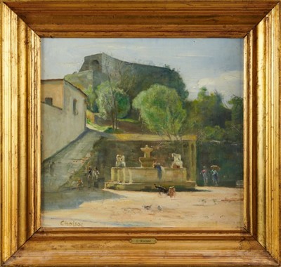 Lot 1239 - Attributed to Carl Wilhelm Holsoe (1863-1935) oil on canvas, the fountain