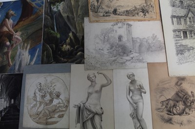 Lot 1267 - Collection of 18th and 19th century English School watercolours, pencil sketches and other drawings, mostly signed, various hands, mixed subjects - an interesting group, approximately 60 works