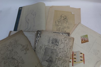 Lot 1266 - Armin Commichau (1889-1961) collection of unframed drawings, sketches and illustrations, together with other 20th century illustrations and designs by various hands (qty)