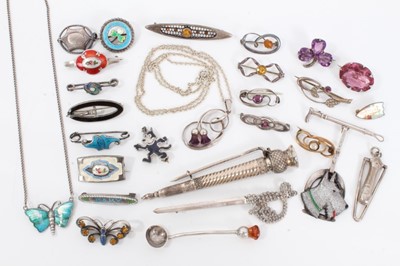 Lot 202 - Collection of Charles Horner silver brooches and similar jewellery