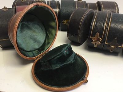 Lot 696 - Collection of fifteen Victorian and Edwardian leather jewellery boxes for bangles