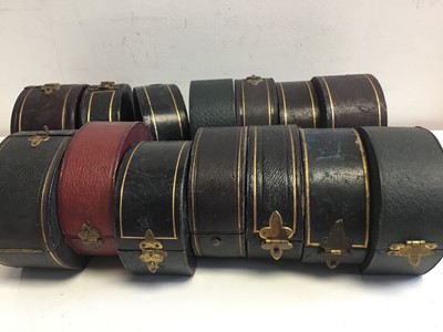 Lot 696 - Collection of fifteen Victorian and Edwardian leather jewellery boxes for bangles
