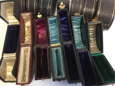 Lot 696 - Collection of fifteen Victorian and Edwardian leather jewellery boxes for bangles