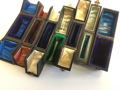 Lot 696 - Collection of fifteen Victorian and Edwardian leather jewellery boxes for bangles