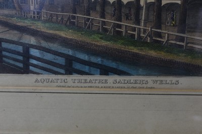 Lot 285 - 19th century hand coloured engraving - 'Aquatic Theatre Saddlers Wells', published by Whittle & Laurie, auguest 23rd 1813, 29cm x 43cm, in glazed frame