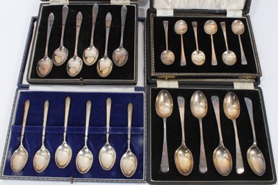 Lot 307 - Four cased sets of six silver teaspoons