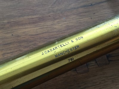 Lot 2290 - Brass theodolite sighting scope by J Casartelli & Son