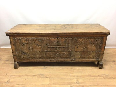 Lot 1098 - 19th century Continental carved pine coffer