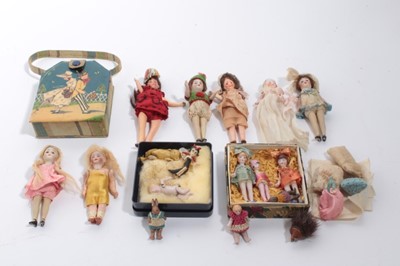 Lot 1640 - Dolls House Doll selection including small and miniature size including pin joint china, bisque and composite.