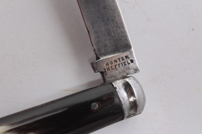 Lot 890 - Victorian military folding pocket knife with horn mounts by Hunter, Sheffield, stamped D2 and with broad arrow mark.