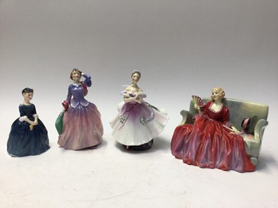 Lot 1014 - Four Royal Doulton figures - The Ballerina HN2116, Sweet & Twenty HN1298, Blithe Morning HN2021 and Cherie HN2341