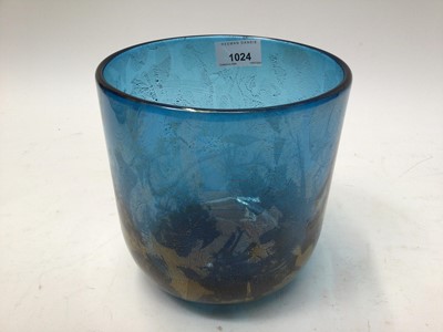 Lot 1024 - Isle of Wight blue and gold Azurene studio glass vase