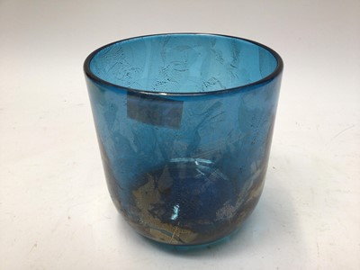 Lot 1024 - Isle of Wight blue and gold Azurene studio glass vase