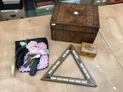 Lot 120 - Victorian inlaid walnut sewing box, together...