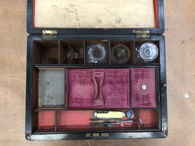 Lot 120 - Victorian inlaid walnut sewing box, together...