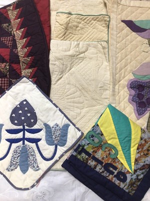 Lot 106 - A collection of patchwork items and examples, a mixture of Victorian and contemporary materials and work.