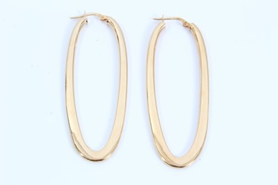 Lot 226 - Pair 9ct gold oval hoop earrings