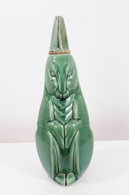 Lot 1059 - Rare 1930s Denby green glazed rabbit decanter and stopper by Donald Gilbert, 27.5cm high