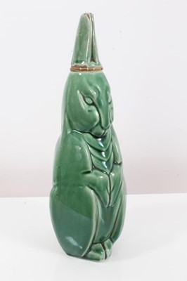 Lot 1059 - Rare 1930s Denby green glazed rabbit decanter and stopper by Donald Gilbert, 27.5cm high