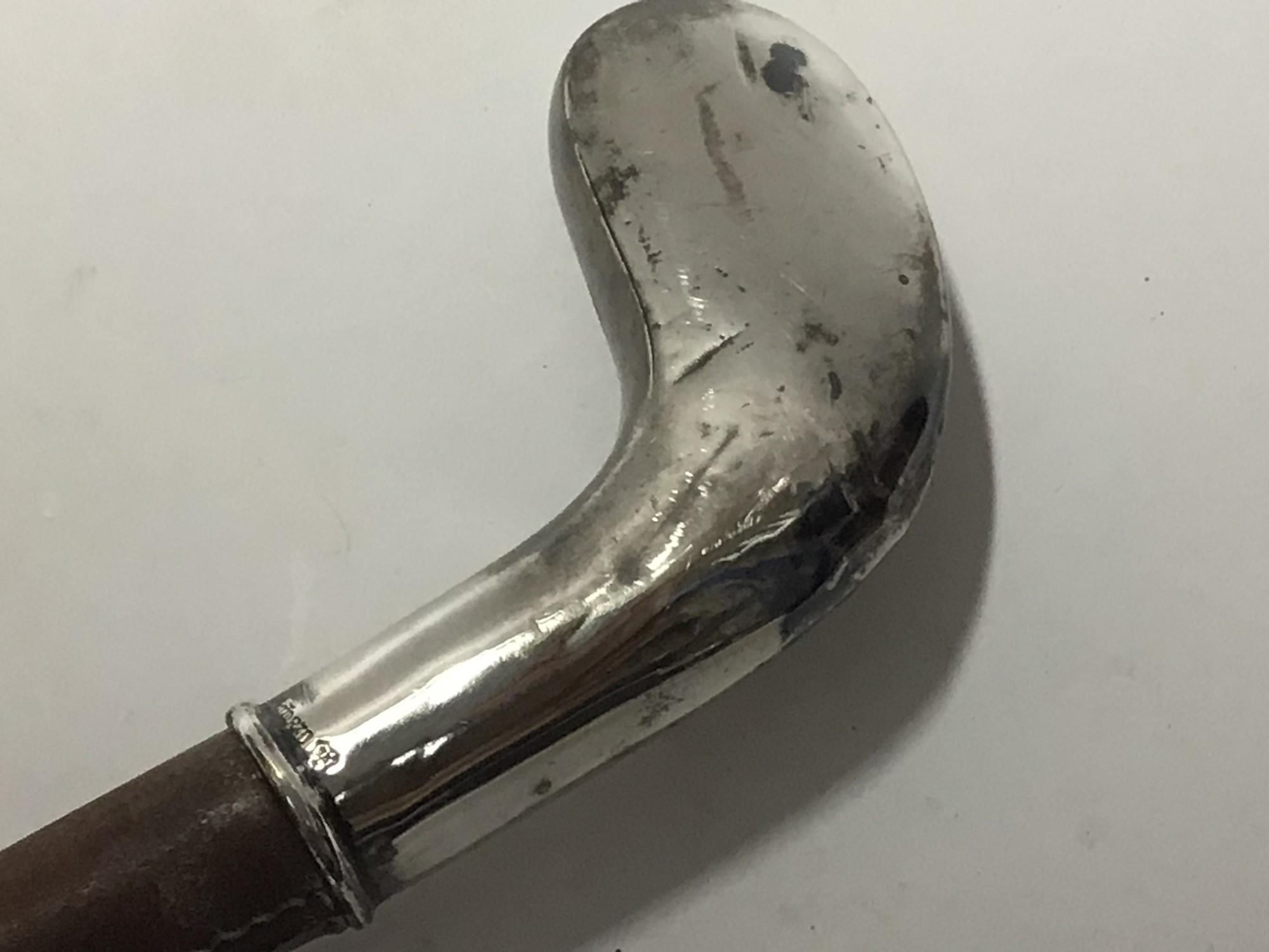 Lot 2228 - Leather riding crop with silver golf club