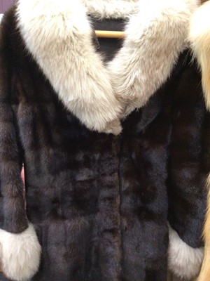 Lot 1995 - Black mink coat, with fox fur trim, together with paperwork