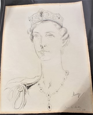 Lot 96 - Jean de Botton (1898-1978) French/American, a folio of ten portrait studies, to coincide with the 1937 Coronation. Depicting Princess Mary, Princess Marina, Prince George, Prince Henry, Sir William...