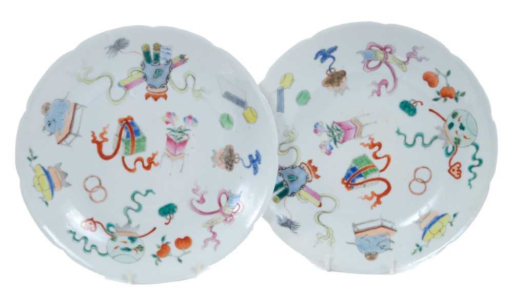Lot 6 - Pair of Chinese polychrome dishes, Daoguang