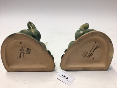 Lot 1068 - Pair of 1930s Bourne Denby Danesby Ware rabbit bookends, 14cm high