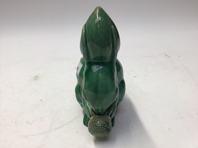 Lot 1069 - Rare 1930s Denby Velray green glazed squirrel with stopper