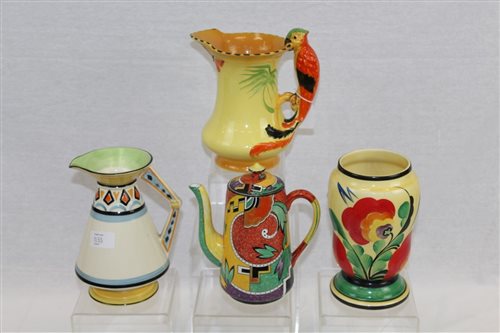 Lot 1133 - 1930s Burleigh Ware jug with parrot handle,...