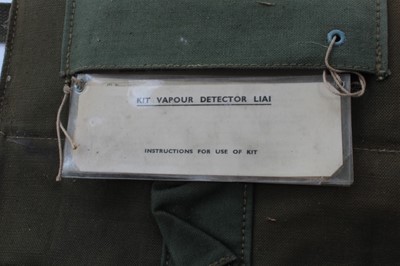 Lot 78 - British military vapour detector kit in canvas webbing bag with strap, the interior marked with broad arrow mark and K.V. D.