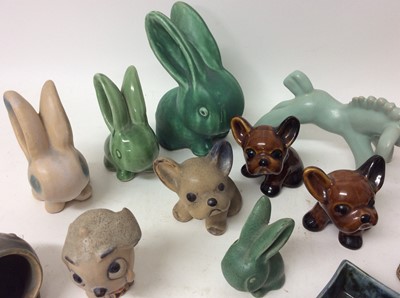 Lot 1070 - Collection of pottery animal ornaments comprising rabbits, dogs, birds and figures, makers to include Denby (qty)