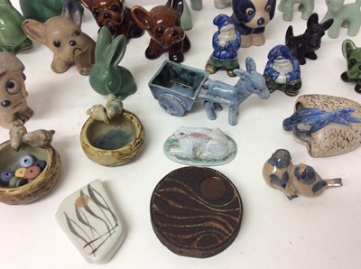 Lot 1070 - Collection of pottery animal ornaments comprising rabbits, dogs, birds and figures, makers to include Denby (qty)