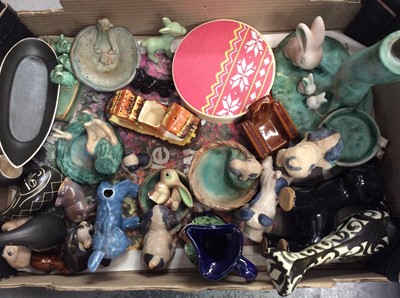 Lot 1070 - Collection of pottery animal ornaments comprising rabbits, dogs, birds and figures, makers to include Denby (qty)