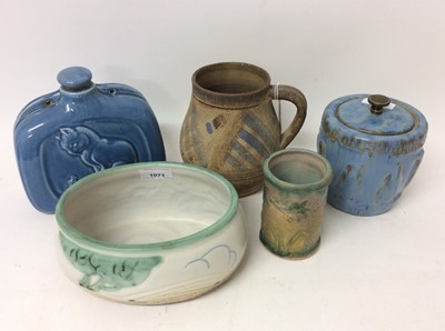 Lot 1071 - 1930s Denby Danesby Ware oval bowl, Danesby jug and three other pottery items (5)